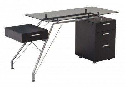 OFFICE DESK W. TEMPERED GLASS TOP